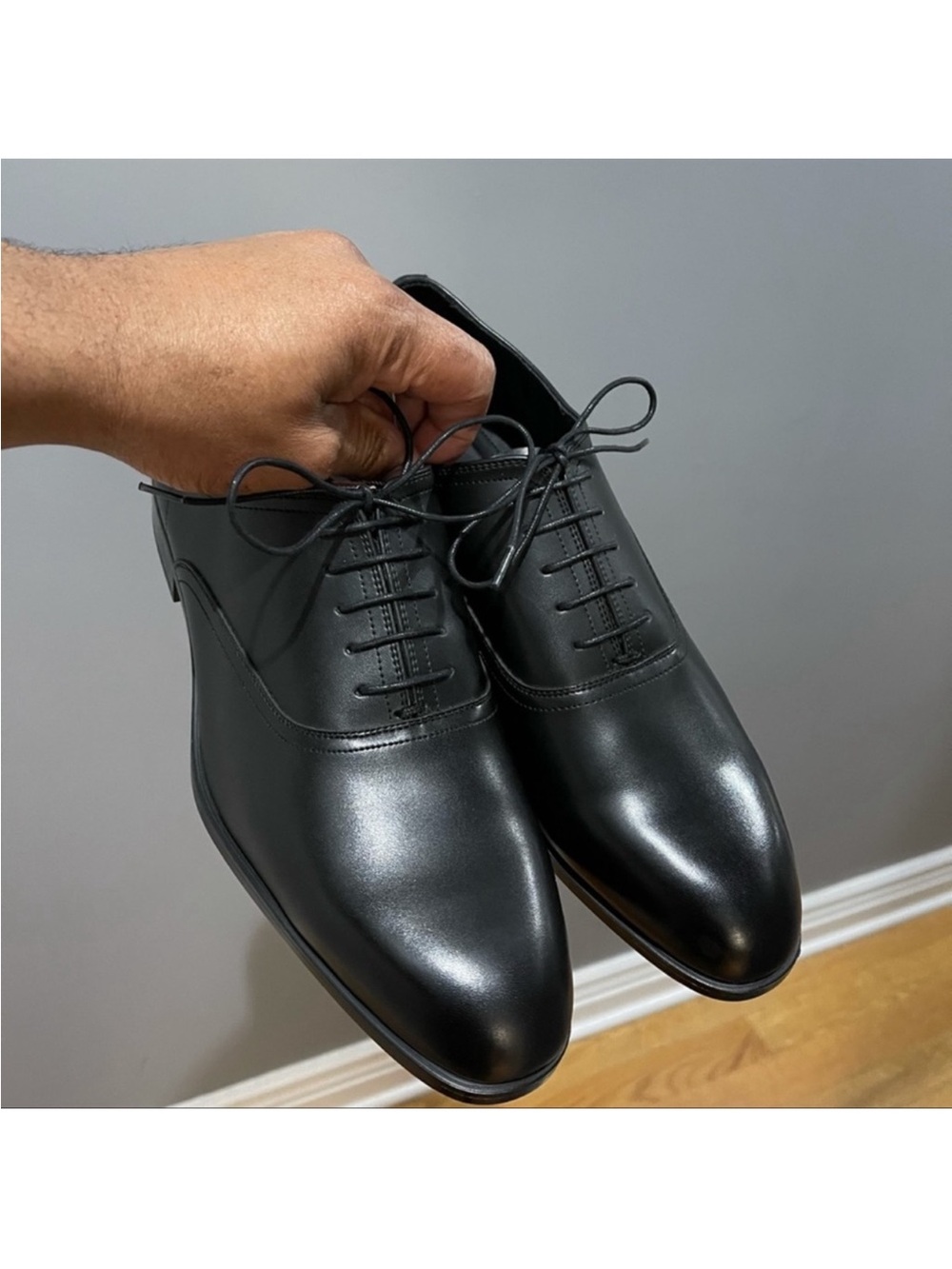 Zara Black Leather Derby Dress Shoes Sz 11 (44)